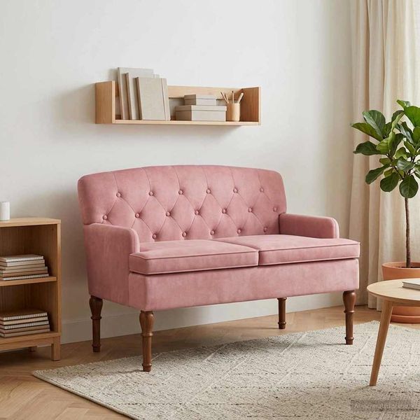 vidaXL Zweisitzer mit Knopfheftung Rosa 111 x 65 x 79 cm Samt 42041847