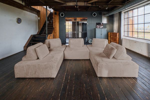 KAWOLA Modulsofa WIOLO SOFT 5 Module 5 Rückenkissen Weicher Breitcord taupe 84 x 222 x 333 cm