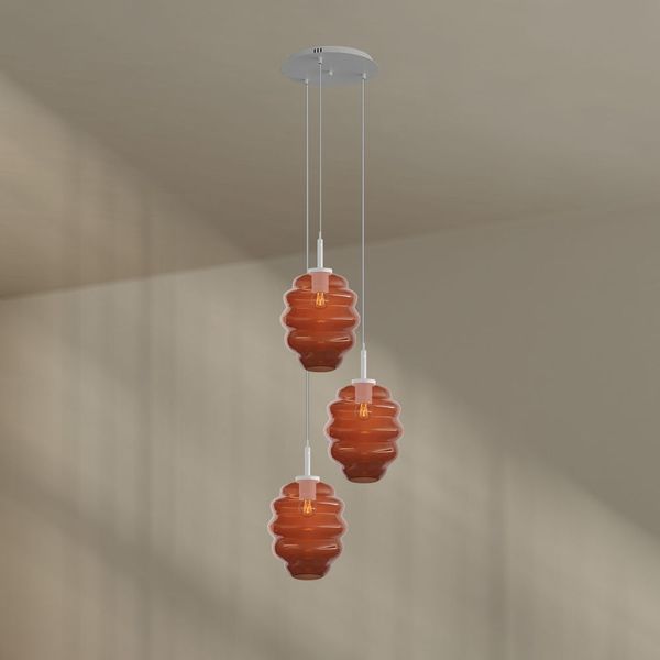 s.luce Echos Galerieleuchte 3-flammig Ø 40cm Baldachin Ø 25cm Braun, Weiß