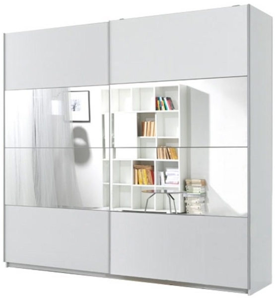 Schwebetürenschrank Kleiderschrank Beta 221cm weiß Spiegel 2-türig
