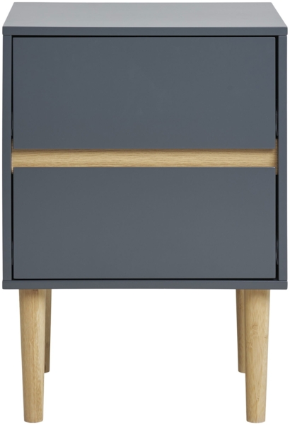 House Nordic Beistelltisch, lackiertes Holz, 2 Schubladen, dunkelgrau, 40x35x55 cm