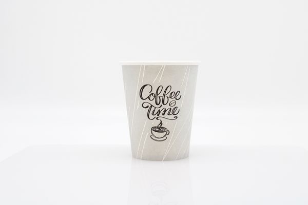 500x Kaffeebecher Coffee Time Papierbecher PE beschichtet 8 oz / 200ml Grau