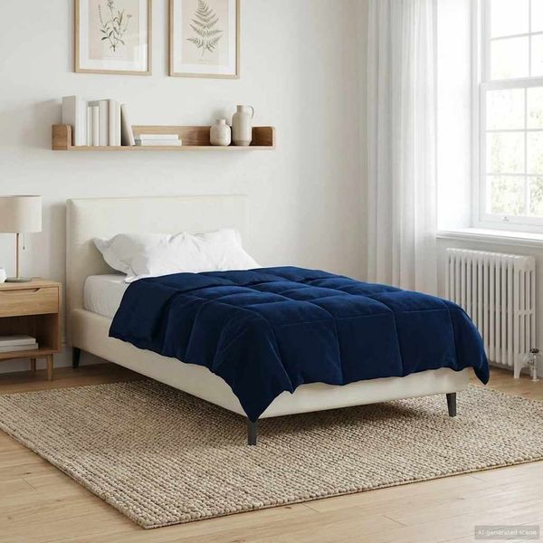 vidaXL Sommerdecke Gepolstert Dunkelblau 140 x 220 cm Mikrofaser 42025971