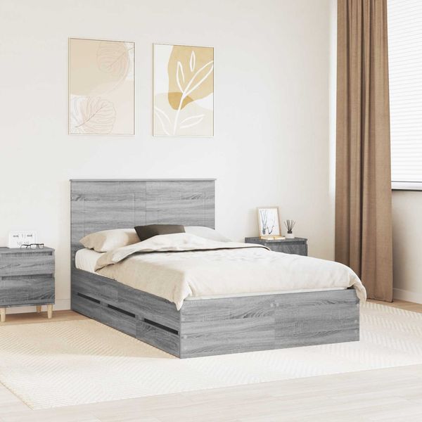 vidaXL Bettrahmen Graues Sonoma 120 x 190 cm Ingenieurs Holz 3409480