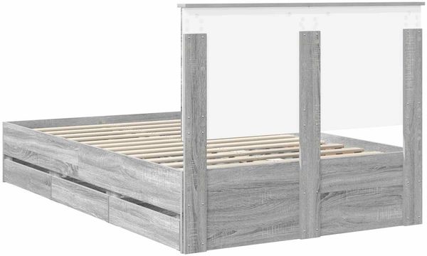 vidaXL Bettrahmen Graues Sonoma 120 x 190 cm Ingenieurs Holz 3409480 Bild 10