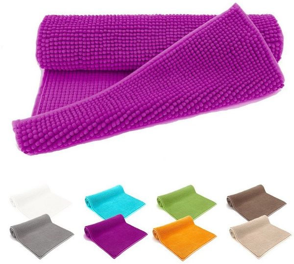 heimtexland Badematte Badvorleger Chenille Badteppich Duschvorleger, rutschhemmend beschichtet, Fußbodenheizung geeignet, schnell trocknend, strapazierfähig, fußbodenheizungsgeeignet, rutschfest, saugstark, Polyester, rechteckig, 45x50 cm, Hochflor, su...
