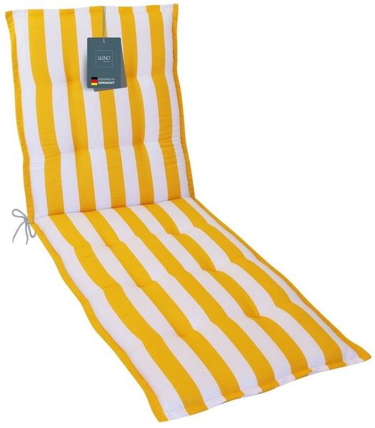 LILENO HOME Liegenauflage perfekt für Strandliege, Sonnenliege Auflage, Gartenliege Auflage, (1er Set), Polster Auflage für Rollliegen Blockstreifen Gelb, Sitzpolster