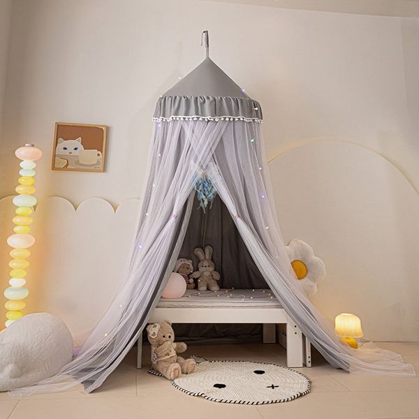 BTTO Betthimmel Babybett Kinderzimmer Baldachin Moskitonetz Insektenschutz Spielzelte, Doppelbett mit Aufbewahrungstasche, Saumlänge ca. 270cm, ohne Bohren