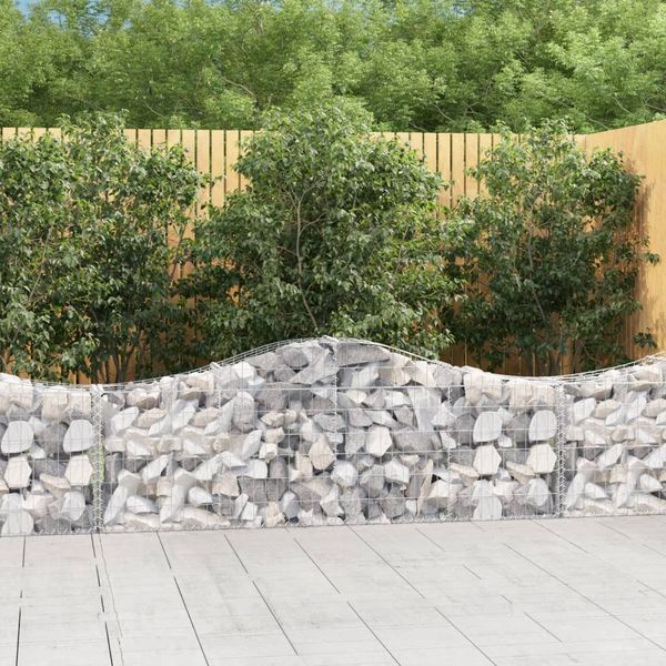 vidaXL Gabionen mit Hochbogen 11 Stk. 200x30x60/80 cm Verzinktes Eisen 3145397