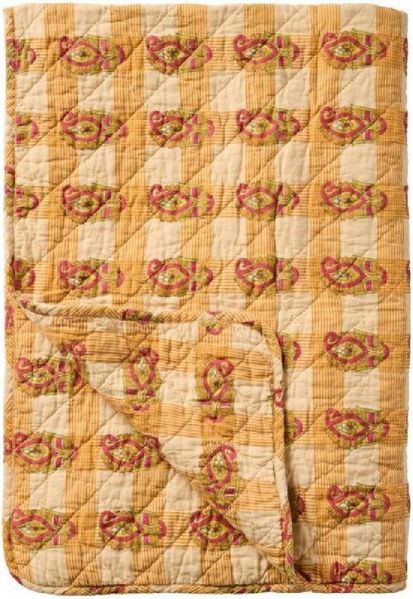 Ib Laursen Decke Quilt Tagesdecke Überwurf 180x130cm Orange Rot Muster 07920-00