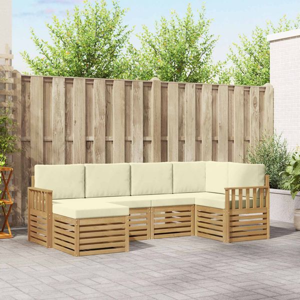 vidaXL Outdoor-Sofagarnitur 6 pcs Weiß und Creme Polyester 3392105