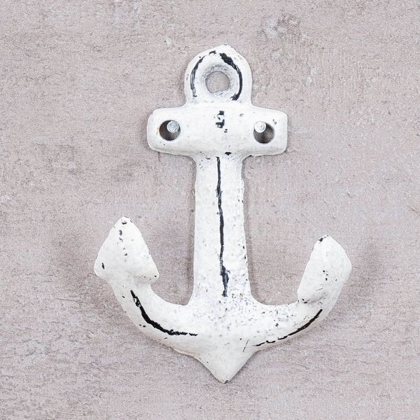 Levandeo® Garderobenhaken, 3er Set Anker Wandhaken Blau Weiß Metall Garderobenhaken Maritime