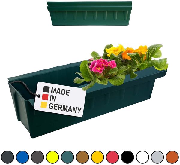 Hossi's Wholesale 2 Euro-Paletten Blumenkästen-Einsätze | mit Hängesystem zum Einhängen | 37,3cm Dunkelgrün | Pflanzkasten für Europalette Palette | Balkonkasten | Blumentopf | extrem stabil