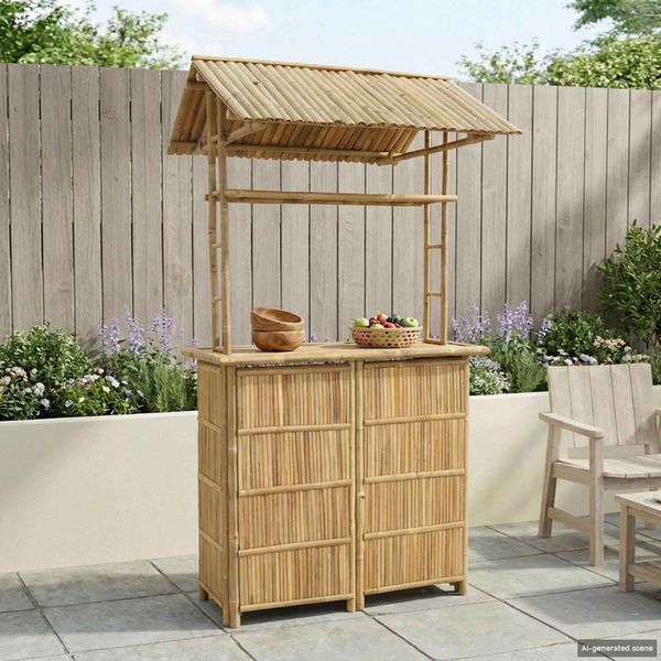 vidaXL Outdoor Bartisch Natur 115 x 95 x 214 cm Bambus 42028064