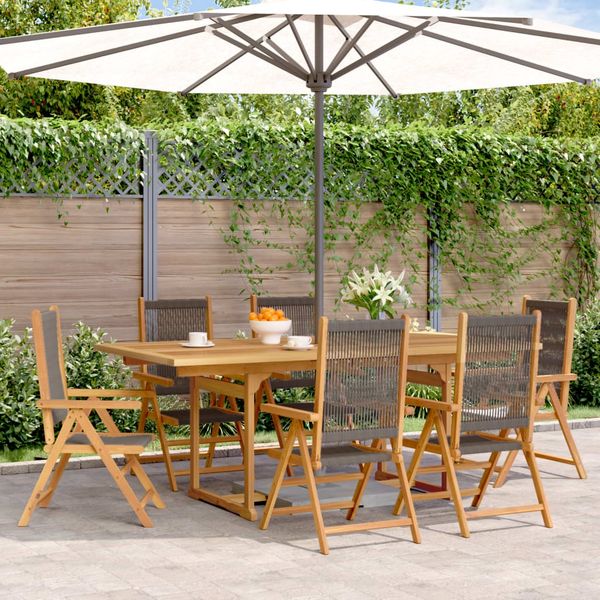 vidaXL 7-tlg. Garten-Essgruppe Polypropylen und Massivholz Grau 3281734