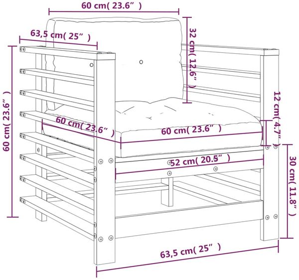 vidaXL Gartenstühle mit Kissen 2 Stk. Kiefernholz Imprägniert 825680 Bild 9