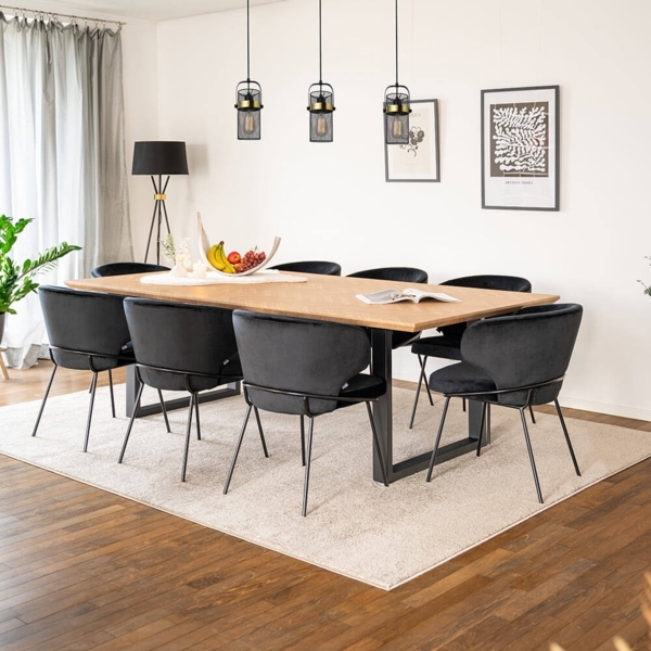 HOME DELUXE Essgruppe Eckig AVENCIA inkl. U-Fuß - 240 x 120 cm Fishbone Oak 8 Stühle