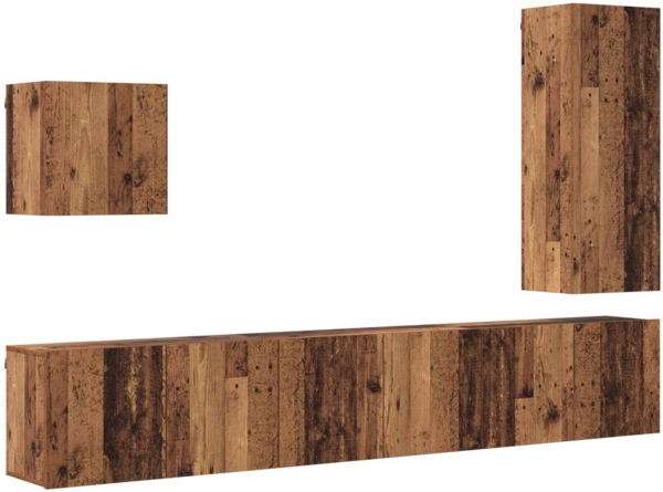 vidaXL TV-Wandmöbel Wandmontiert 5 pcs Altholz Holzwerkstoff 3402767