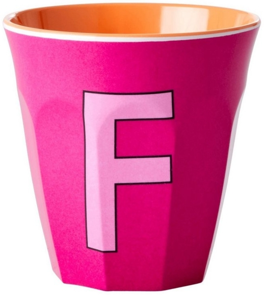 Rice Fuchsia Print Melamin Becher Buchstabe F