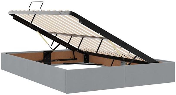 vidaXL Aufbewahrungsbett mit Matratze Hellgrau 140 x 200 cm Stoff 3371721 Bild 6