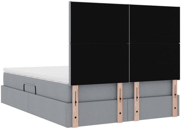 vidaXL Aufbewahrungsbett mit Matratze Hellgrau 140 x 200 cm Stoff 3371721 Bild 11