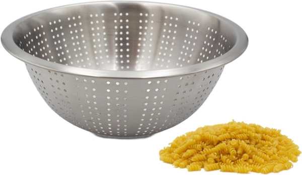 mucHome Nudelsieb Edelstahl Nudelsieb mit Griffleiste und Standfuß, Durchmesser 27,5 cm, Edelstahl