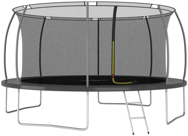 Trampolin-Set inkl. Sicherheitsnetz, Leiter und Regenschutz, Rund 150 kg, grau, 460x80 cm