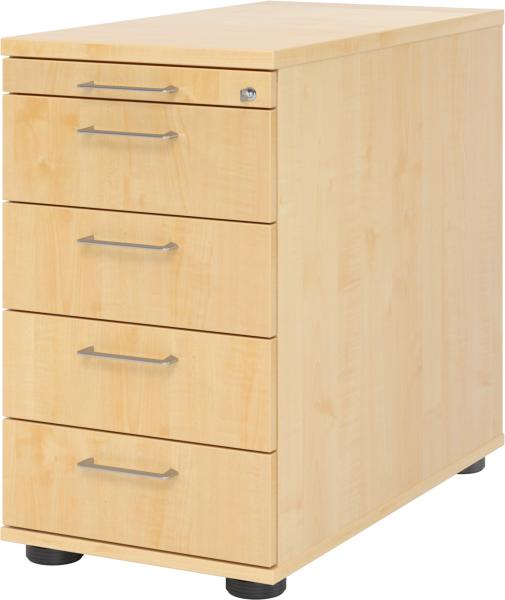 bümö Schreibtisch Schrank abschließbar, Schubladenschrank Holz in Ahorn, Container mit Schubladen - Schubladen Schrank Büro, Schreibtisch Container od. Schreibtisch Kommode mit Bügelgriffe, SC50-3-3-BS