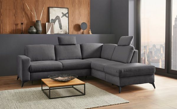 Places of Style Ecksofa Lolland L-Form, Wahlweise mit Bettfunktion und Stauraum, auch mit abwischbarem Bezug