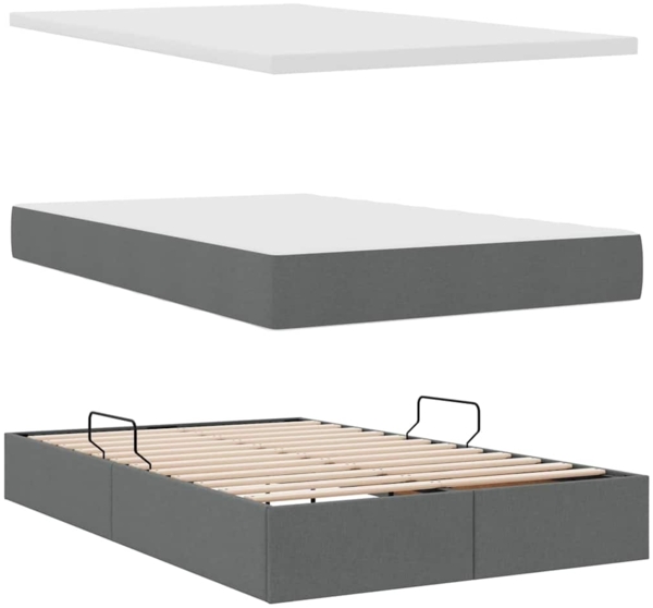 vidaXL Aufbewahrungsbett Dunkelgrau 120x200 cm Kunstleder 3371710 Bild 7