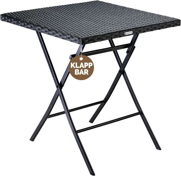 CASARIA® Polyrattan Klapptisch Balkontisch Gartentisch klappbar Schwarz