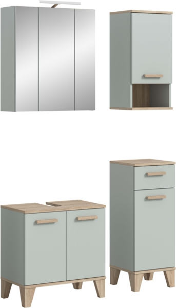 Badkombination inkl. Beleuchtung (B/H/T: 109x190x34 cm) in hellgrün