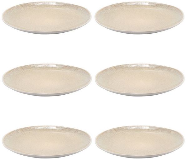 HIT Trading Dessertteller TIZIANA, 6er Set, Beige, Weiß, Ø 22 cm, Steingut