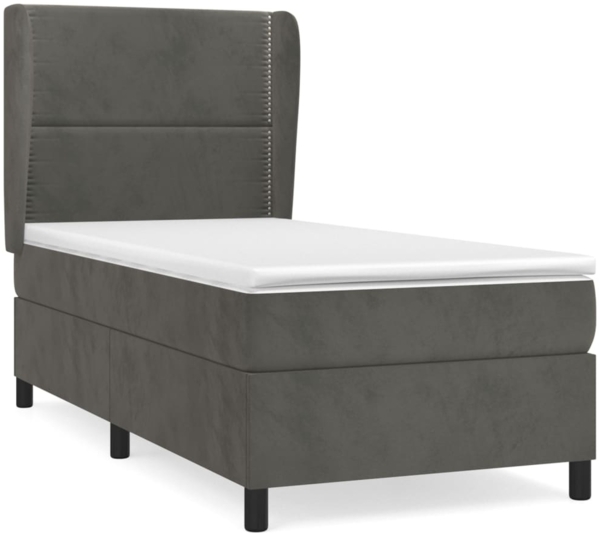 vidaXL Boxspringbett mit Matratze Dunkelgrau 90x200 cm Samt 3129130 Bild 1