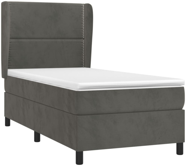 vidaXL Boxspringbett mit Matratze Dunkelgrau 90x200 cm Samt 3129130 Bild 2