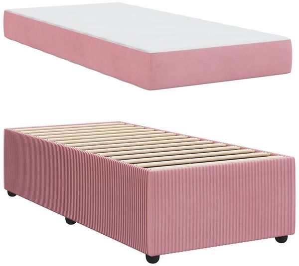 vidaXL Bettrahmen mit Matratze Rosa 90 x 200 cm Stoff 3398352 Bild 4