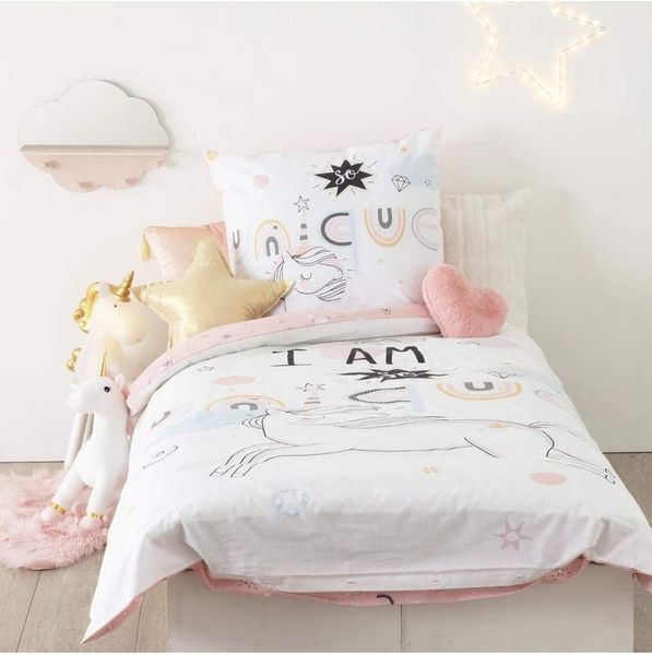 Atmosphera Créateur d'intérieur Kinderbettwäsche Bettwäsche für Mädchen, 140x200 cm, UNICORN, beidseitig, Baumwolle, angenehmes Material