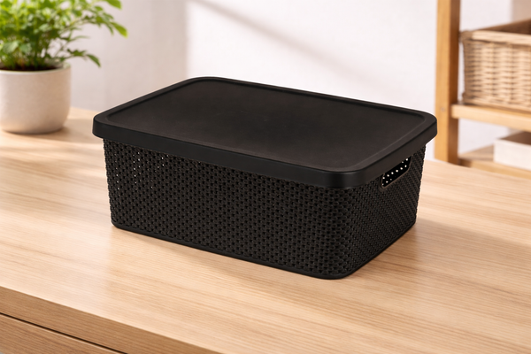 Box mit Deckel Aufbewahrungsbox Kunststoff 3,5L schwarz L23xB17xH12cm