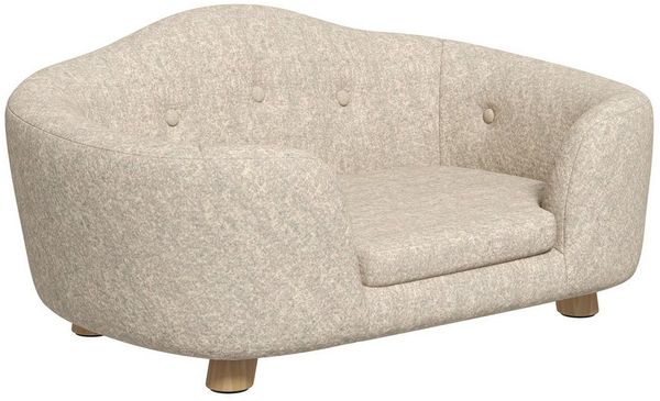 MC Star Tierbett hundesofa Rückentasche Plüschbezug mit Kissen, Katzen bett, Geeignet, für kleine Hund, Kiefer, 70 x 47 x 30 cm, Cremeweiß