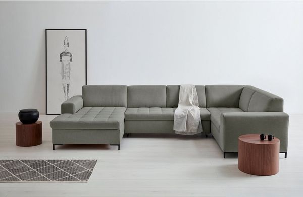 OTTO home Wohnlandschaft Grazzo, aktuelle Steppung im Sitz, viel Platz, U-Form, Breite 332cm, hochwertige Stoffe aus recyceltem Material, Steppung im Sitzbereich