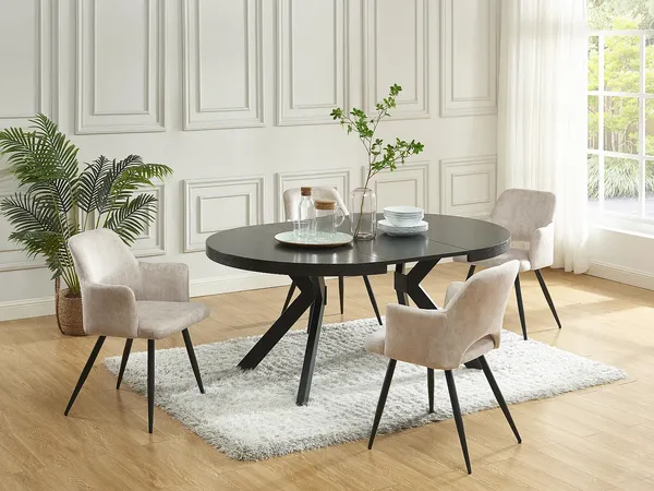 Vente-unique - KOMONI Esstisch Holz, Platte Schwarz - B 120 cm x H 76 cm x L 170 cm220 cm120 cm