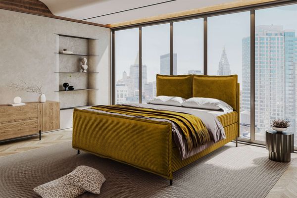 99rooms Vero Plus Boxspringbett 200x200 cm Cordstoff POSO Gold