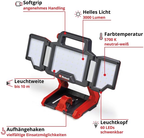 Einhell Professional Akku-Lampe TP-CL 18/3000 Li Set Solo Bild 2