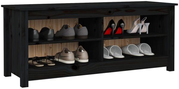 vidaXL Schuhbank Schwarz 110x38x45,5 cm Massivholz Kiefer 813778 Bild 6