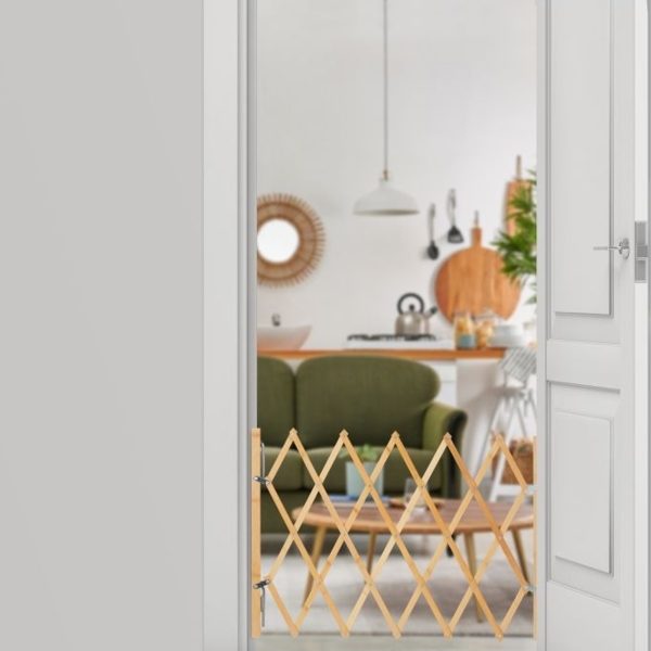 Ausziehbares Hundeabsperrgitter in Natur Bild 2