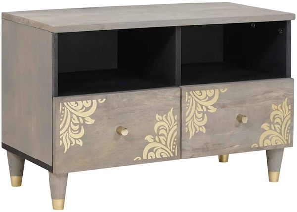 vidaXL TV-Schränk mit Schubladen Grau 70 x 33 x 46 cm Massivholz Mango 4018773