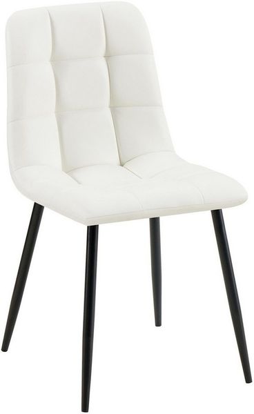 TPFLiving Esszimmerstuhl hochwertiger Besucherstuhl in modernem Design (Küchenstuhl - Esstischstuhl - Wohnzimmerstuhl - Polsterstuhl, 1 St), Gestell: Metall schwarz - Sitzfläche: Kunstleder weiß