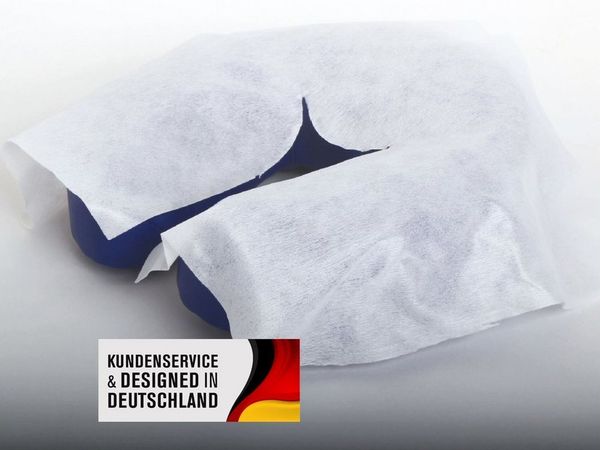 Duke-Handel Massageliegenbezug 100 Kopfpolster Einwegauflagen weiß, Vliesstoff, Gummizug: ohne, (100 Stück), einfache Anwendung, robust, weich, doppelte Vliesschicht