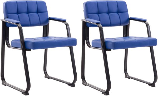 CLP 2er Set Besucherstühle Canada B Kunstleder mit Armlehne,blau