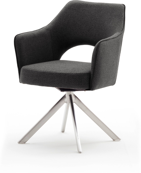 2er-Set Armlehnstuhl 'Tonala' - Vintage Anthrazit, Drehbar, Gestell Edelstahl gebürstet